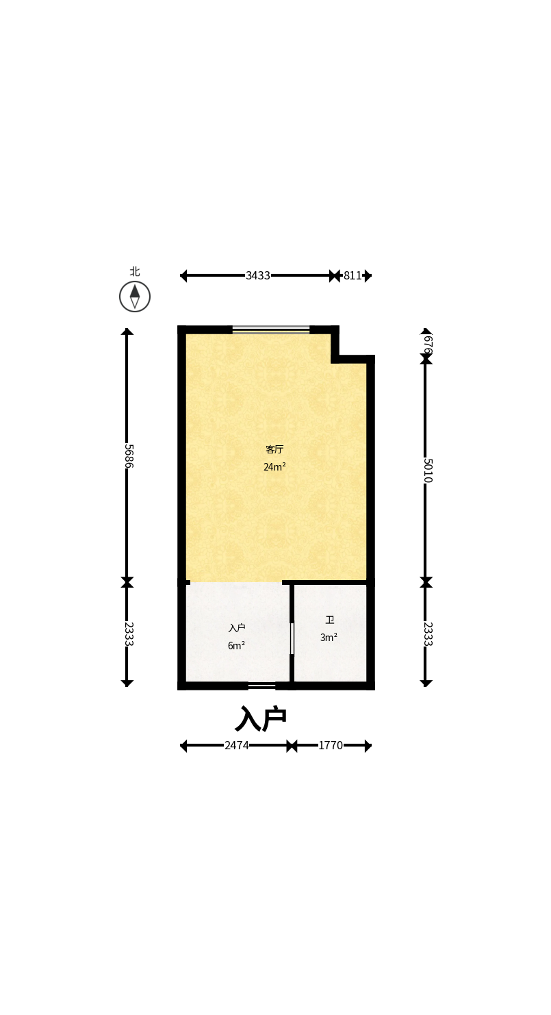 金科时代中心  1室1厅1卫    18.8万户型图
