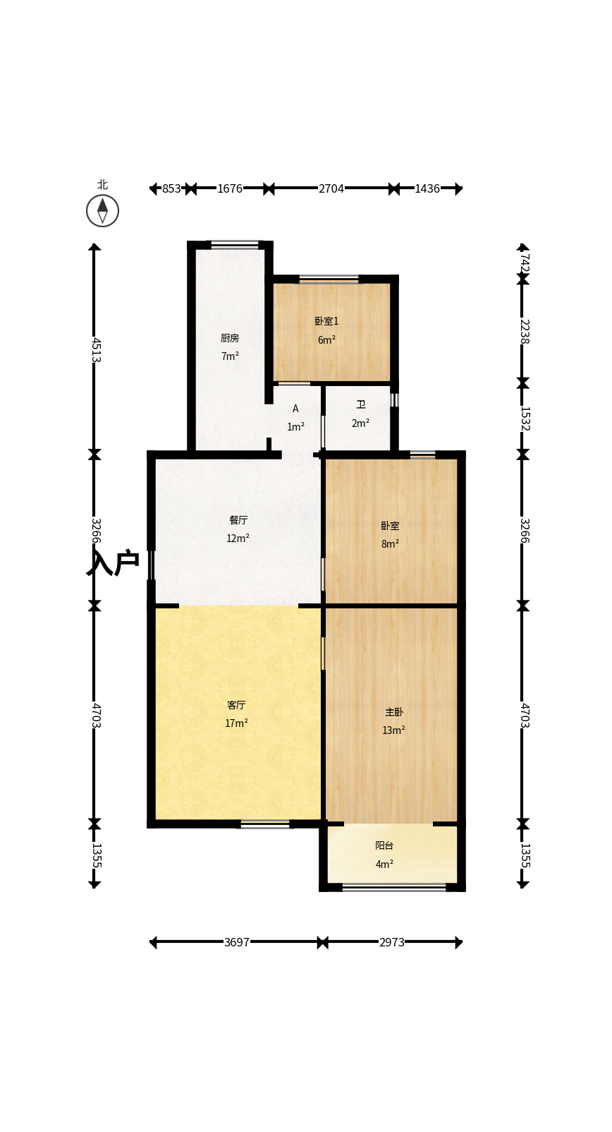 星典时代  3室2厅1卫    76.0万户型图