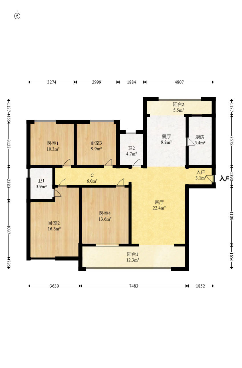 明昇壹城（明昇时代广场）二期  1室0厅0卫    190.0万户型图