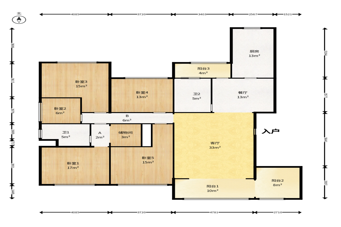 第六都（陆都小区）  4室2厅2卫    320.0万户型图