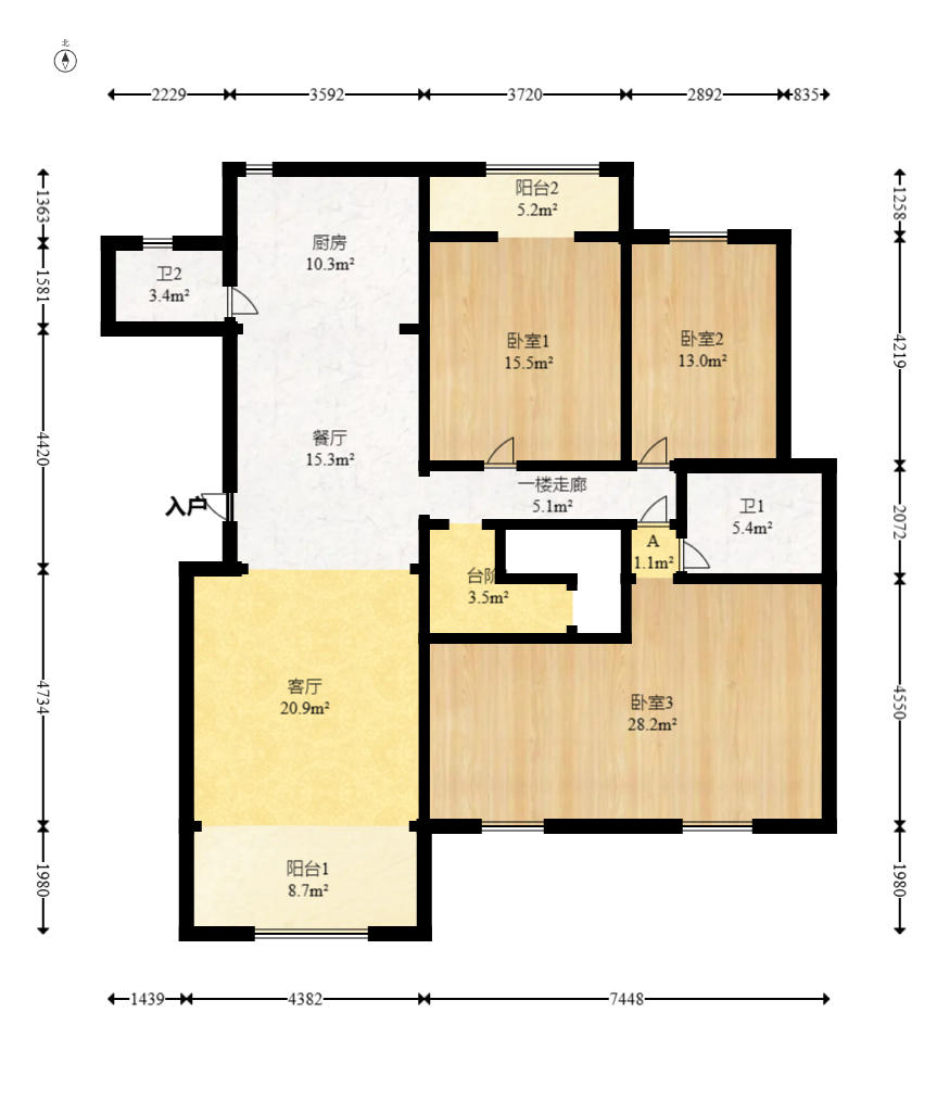 鑫天山水洲城  5室2厅3卫    265.0万户型图