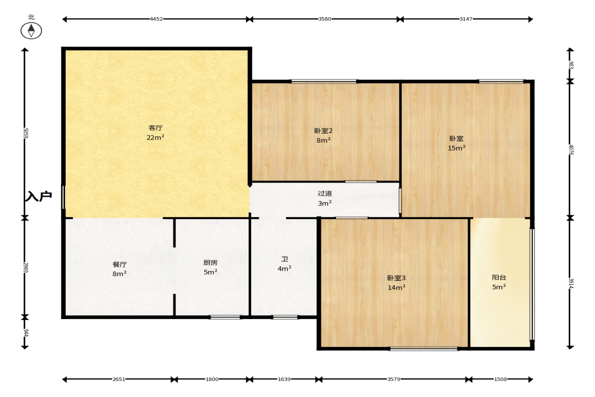 水木兰庭  3室2厅1卫    45.0万户型图