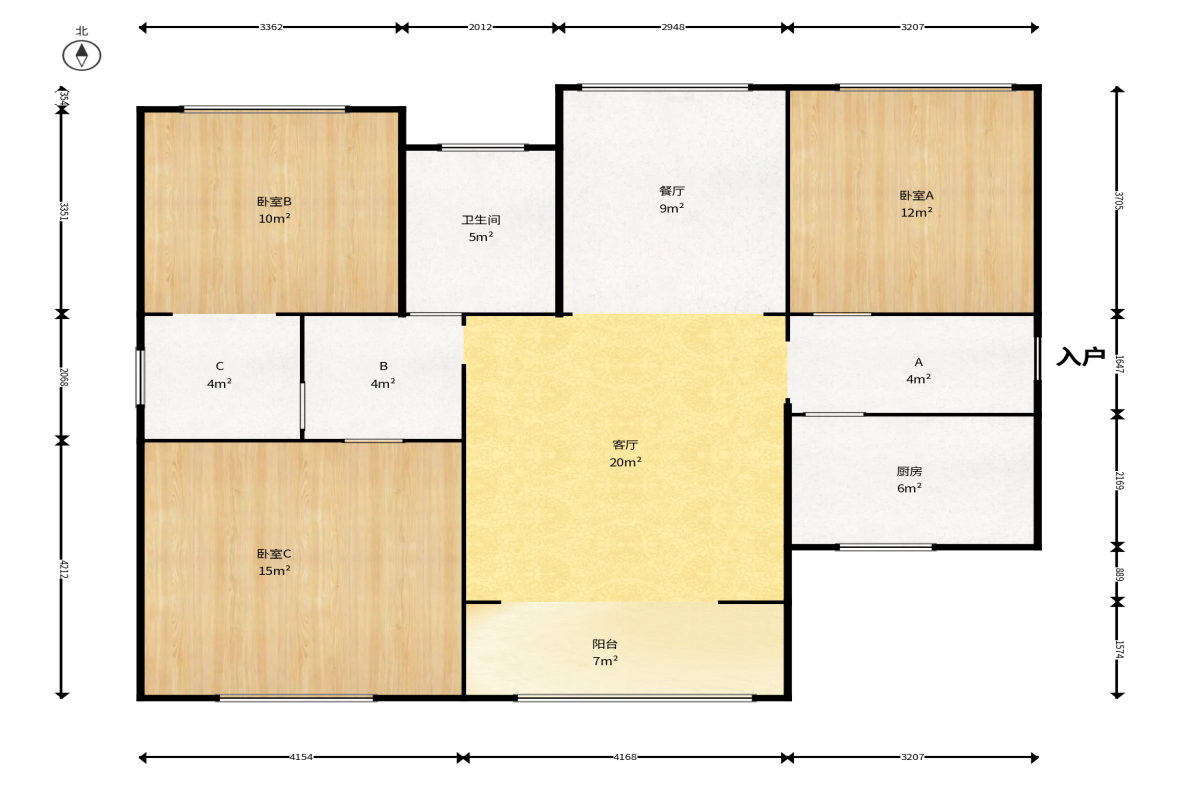 丽发新城  3室2厅1卫    82.0万户型图