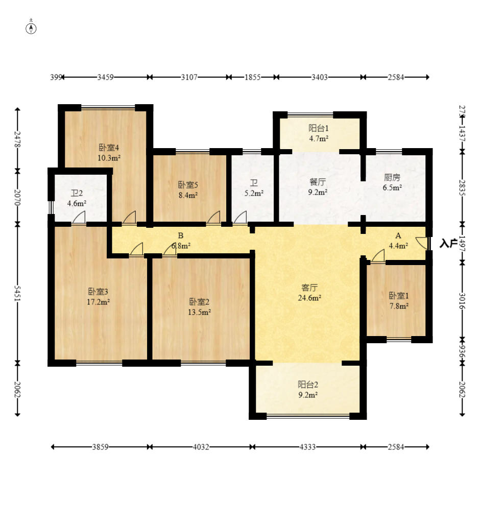保利大都汇四期  5室2厅2卫    168.0万户型图