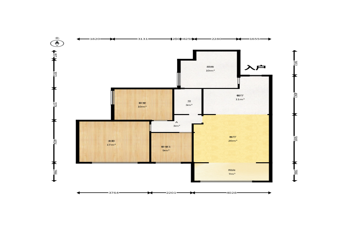 山水湾  3室2厅2卫    86.8万户型图