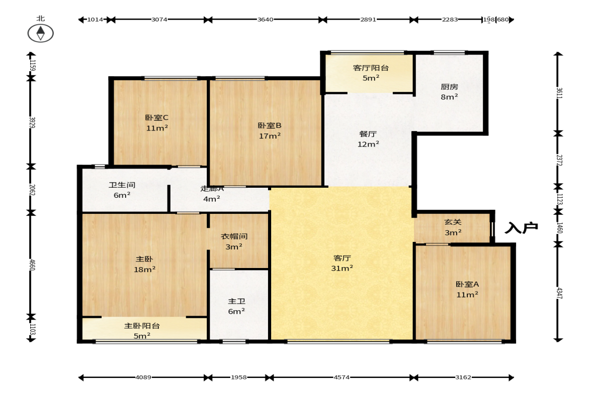 鑫远和城（一、二期）  4室2厅2卫    145.0万户型图