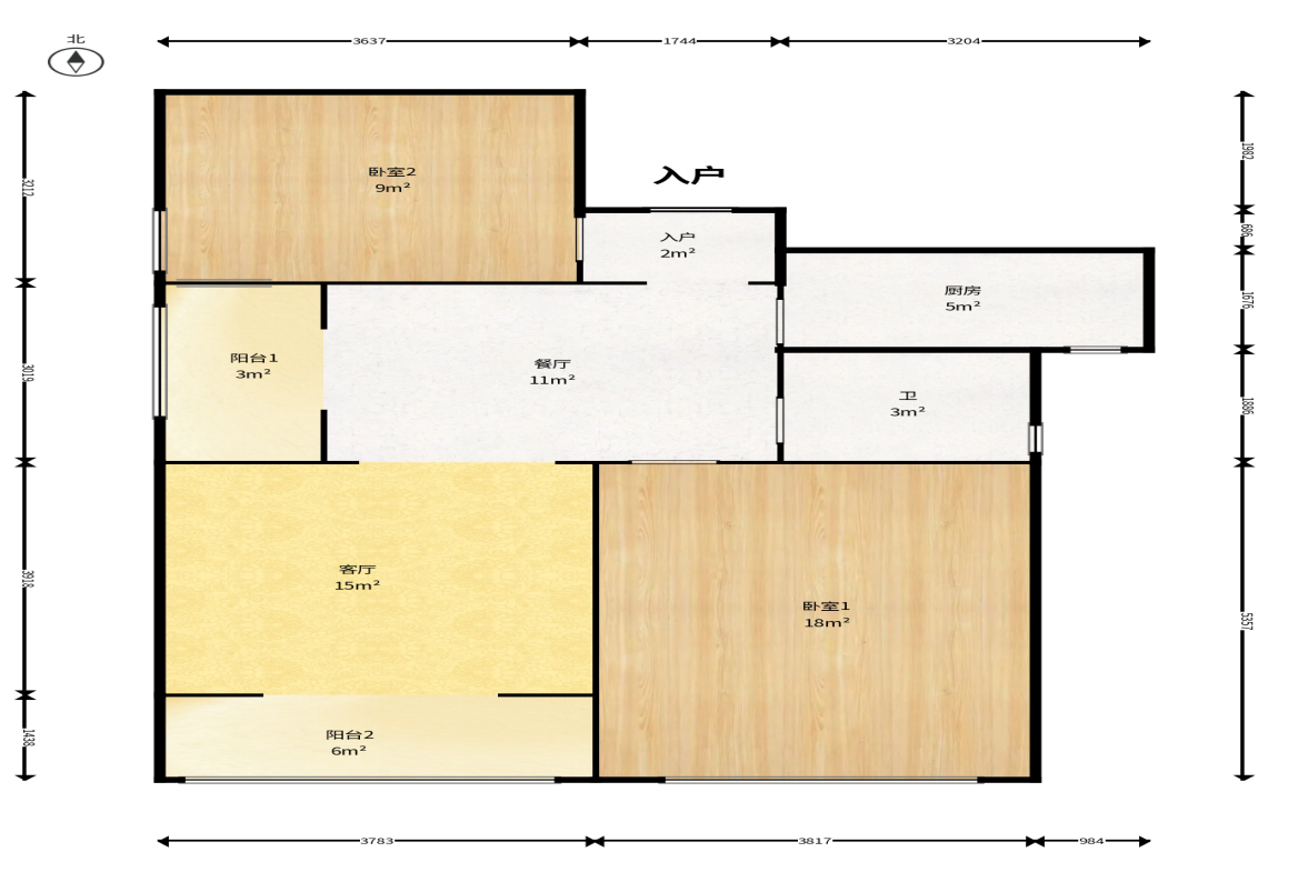 鑫科明珠  2室1厅1卫    87.8万户型图