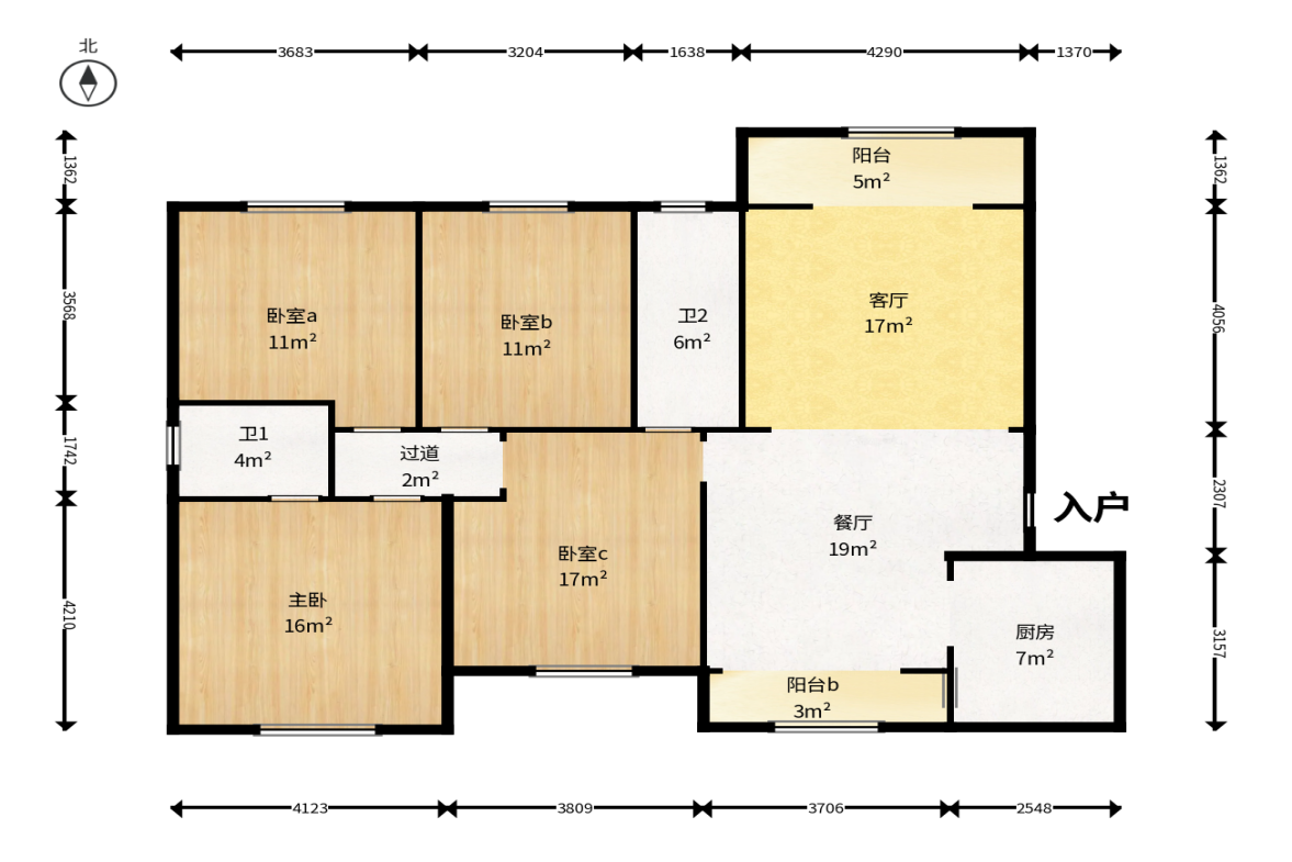 盛腾雅苑（新雅黄金苑二期）  4室2厅2卫    82.0万户型图