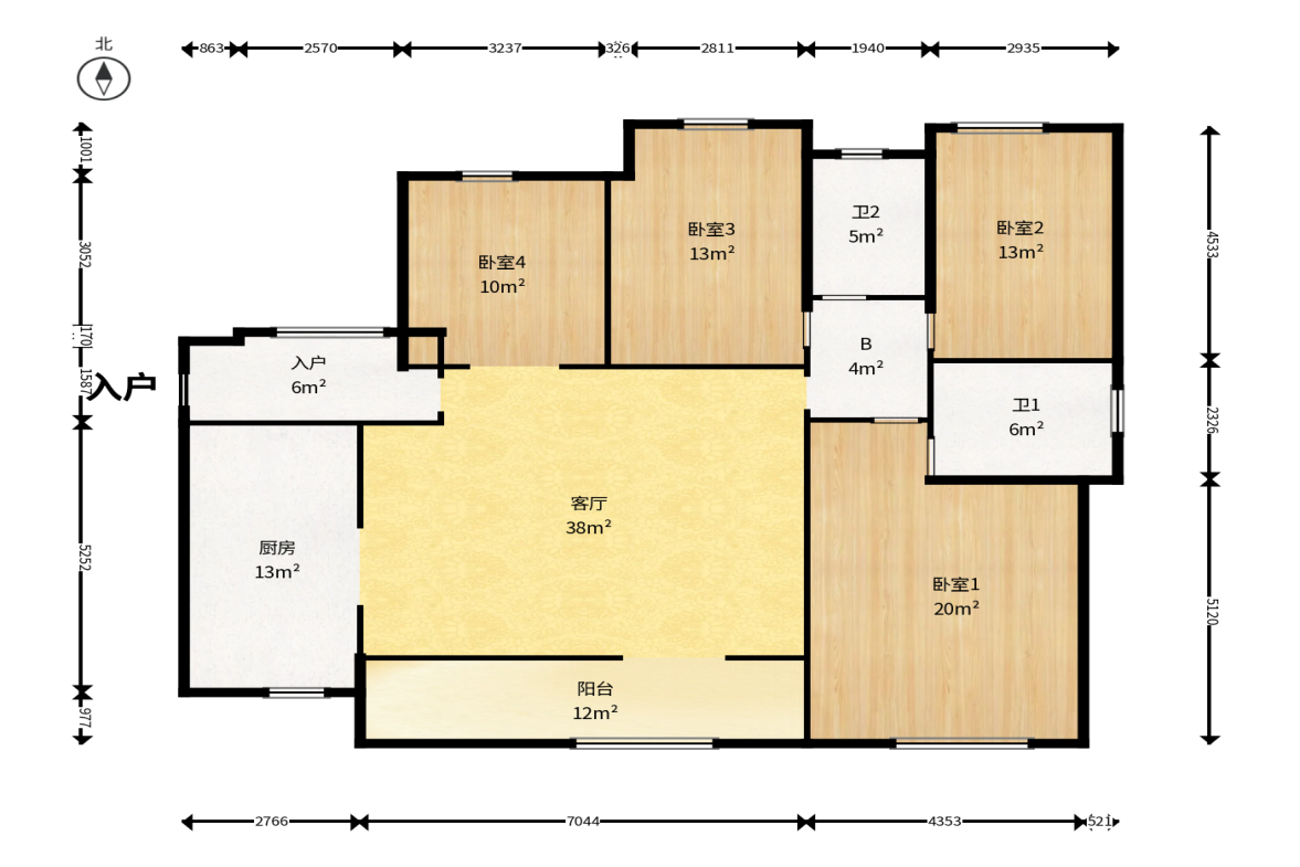 通用时代国际社区  4室2厅1卫    165.0万户型图