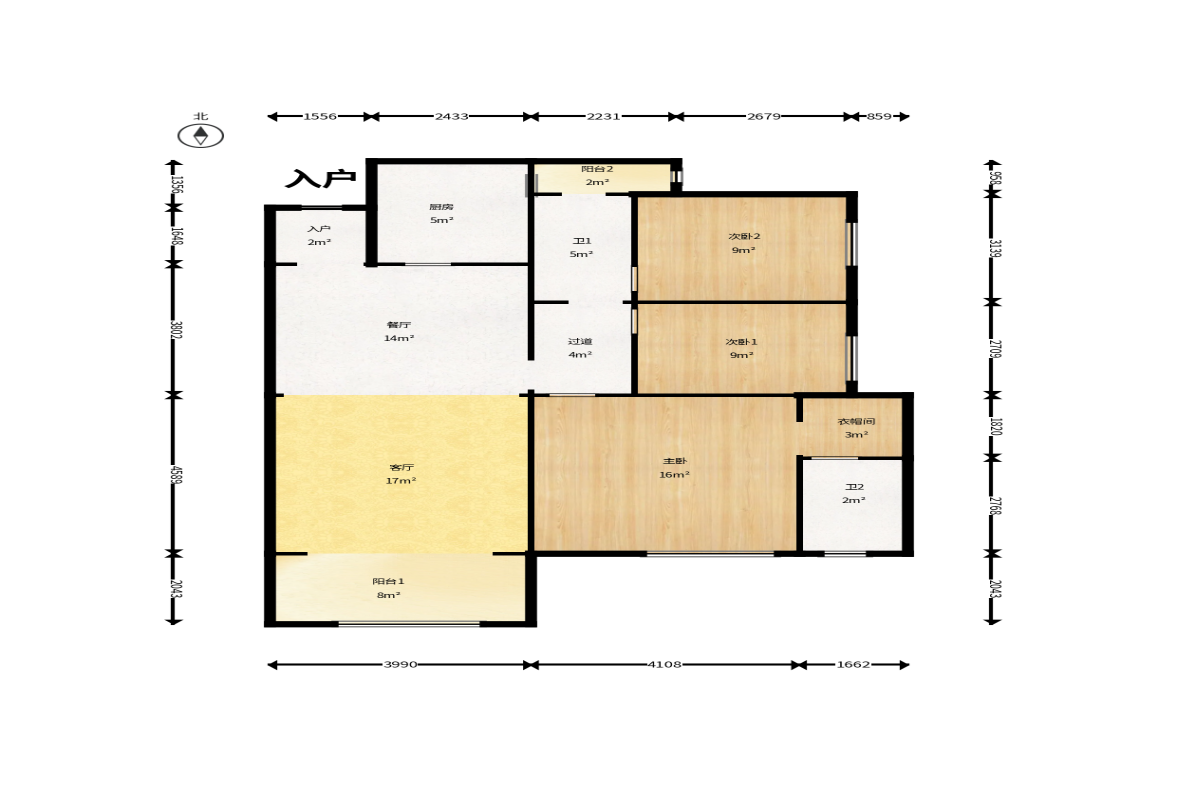 北辰三角洲C2区  3室2厅2卫    168.3万户型图