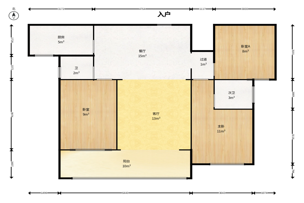 星雅美辰  3室2厅2卫    76.0万户型图