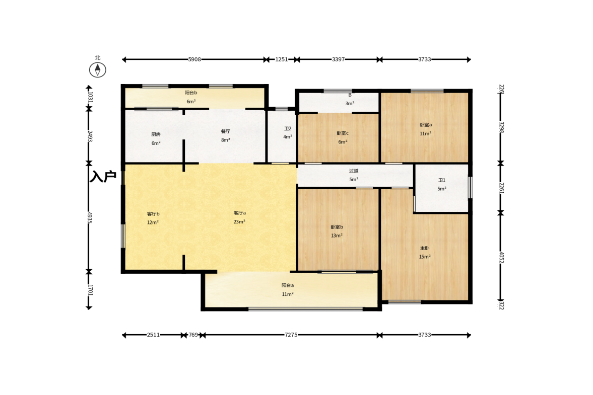 凯尔花缇紫郡  4室2厅2卫    72.0万户型图