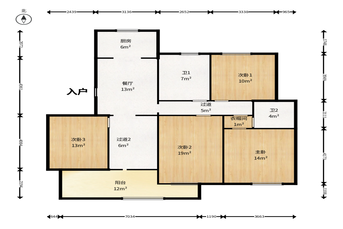 龙湾1号公馆  3室2厅1卫    125.0万户型图