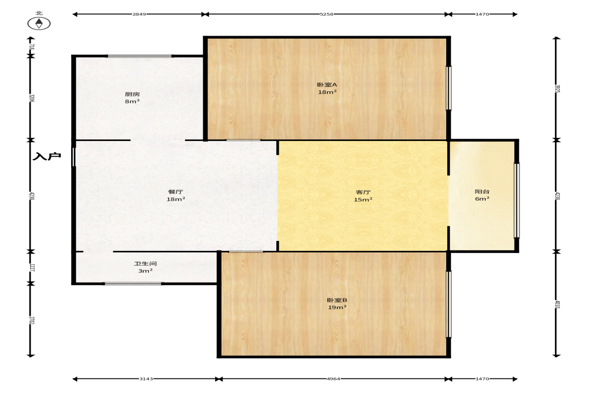 理工大学职工单位房青年汇  2室2厅1卫    65.0万户型图