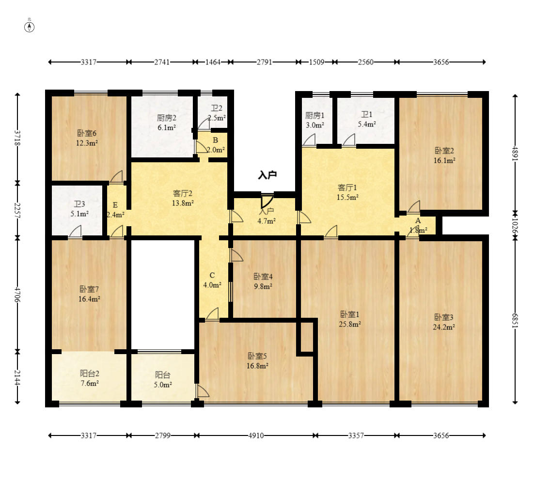 凤凰商贸城 8室2厅2卫 99.0万 凤凰商贸城 8室2厅2卫 99.0万户型图