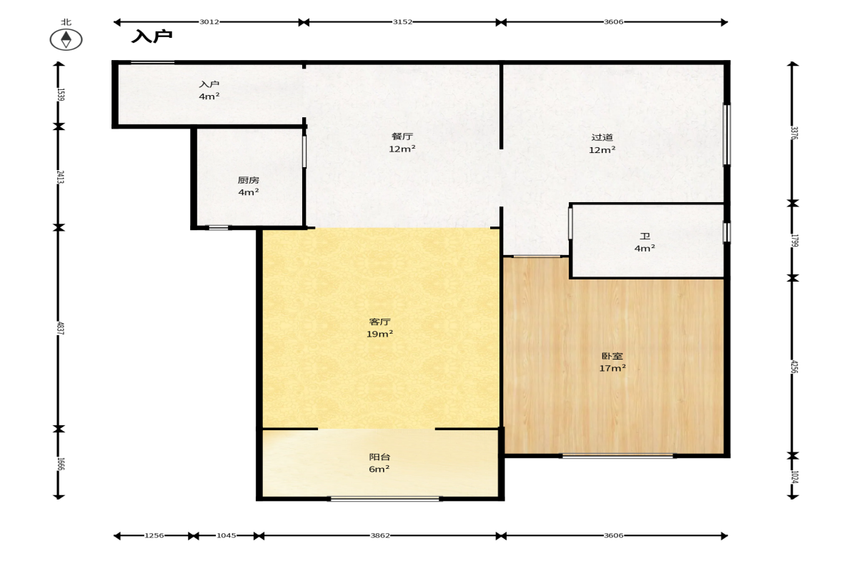 尚都花园城 1室2厅1卫 45.0万 尚都花园城 1室2厅1卫 45.0万户型图