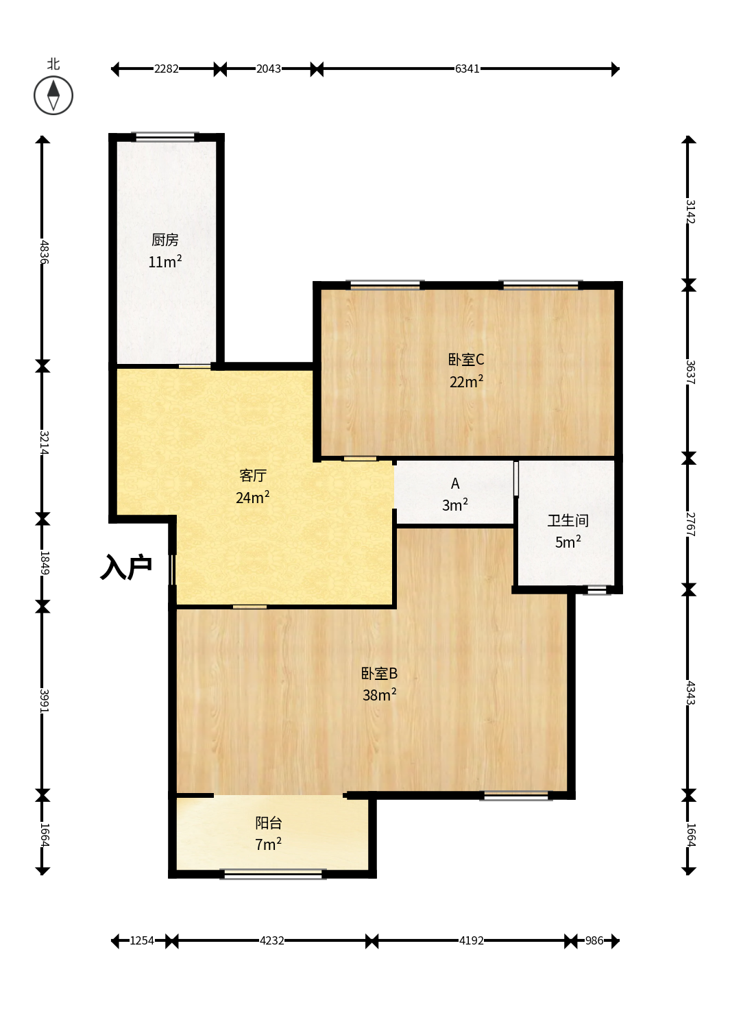 丽发新城  3室2厅2卫    82.8万户型图