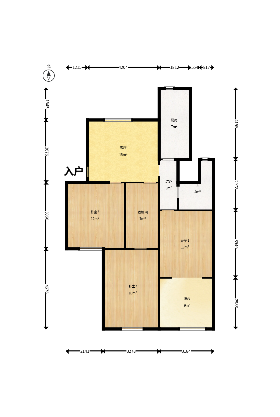 军队星火离退休干部休养所  3室2厅1卫    68.0万户型图