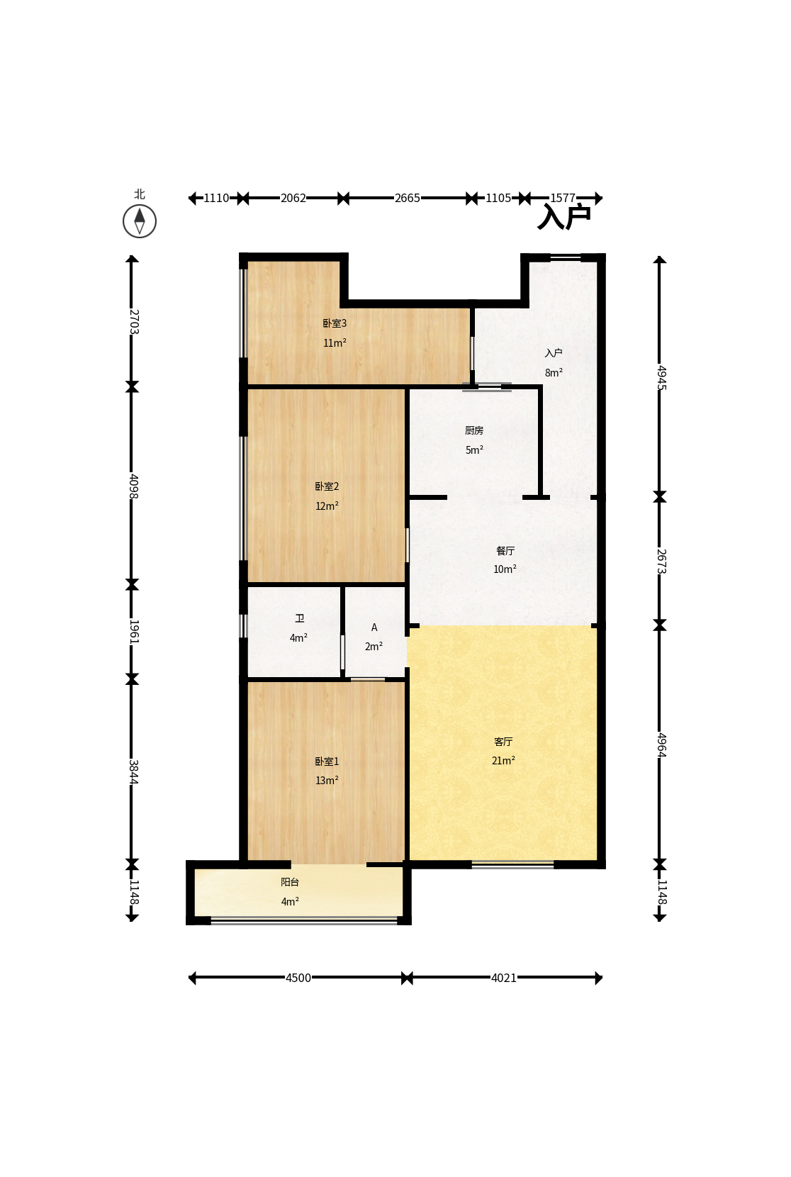 华银南苑融域  3室2厅1卫    105.0万户型图