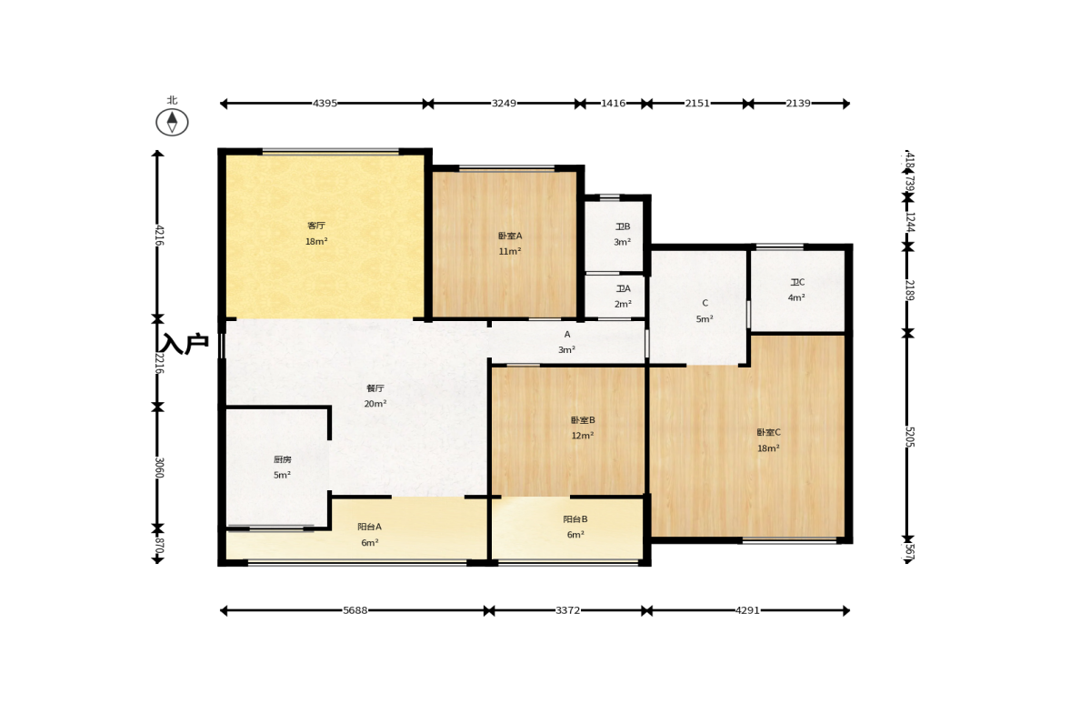 长房南屏锦源 3室2厅2卫 95.0万 长房南屏锦源 3室2厅2卫 95.0万户型图