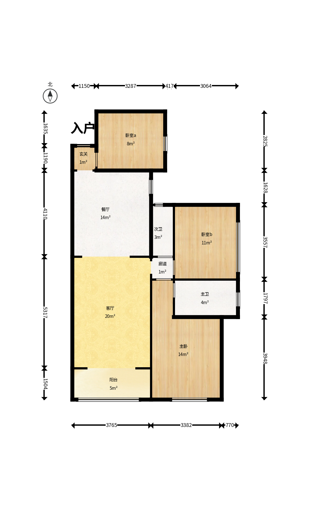 天元涉外景园C区  3室2厅2卫    89.0万户型图