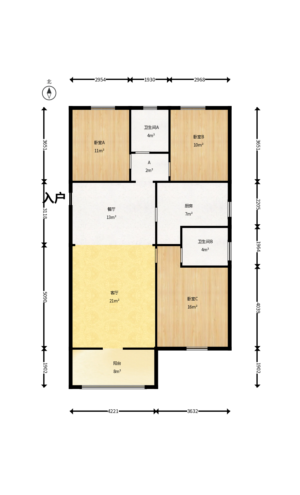 中南国际眼镜城（中伟商业中心）  3室2厅2卫    75.0万户型图
