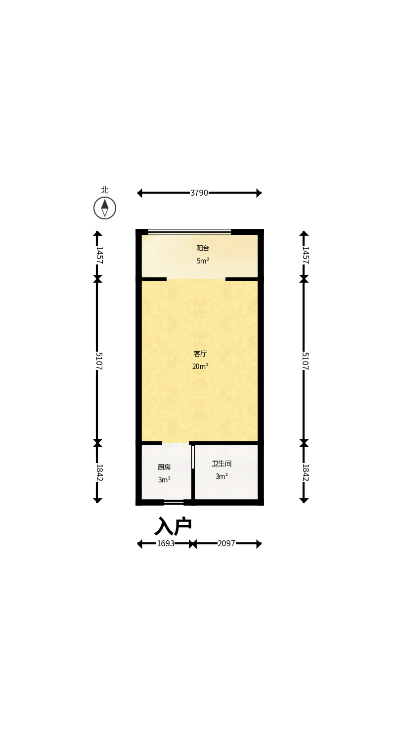 花漾年华（桂花园）  1室1厅1卫    36.0万户型图