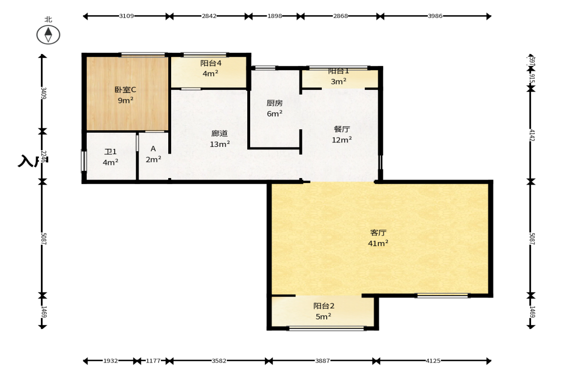 汉高学士府 4室2厅2卫 107.0万 汉高学士府 4室2厅2卫 107.0万户型图