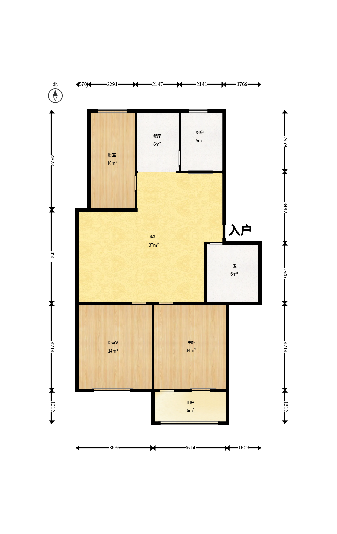 中南汽车世界 3室2厅1卫 38.8万 中南汽车世界 3室2厅1卫 38.8万户型图