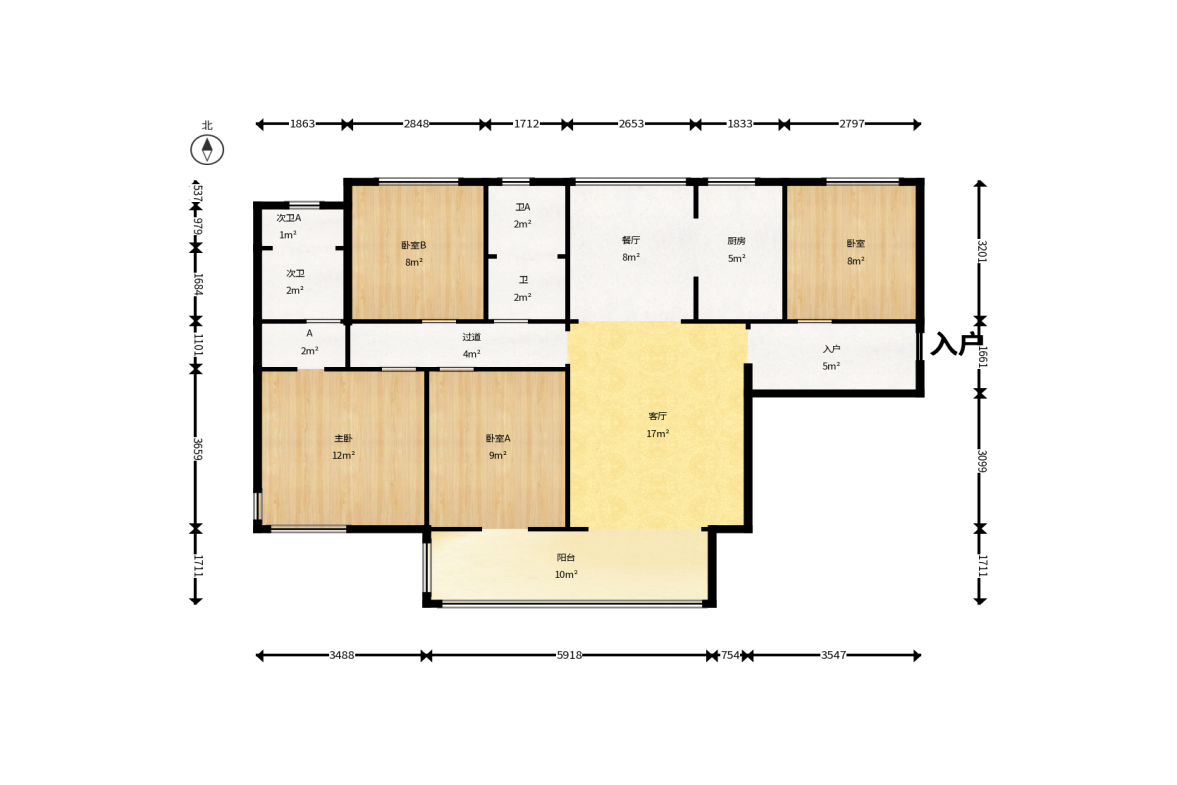 保利香槟国际 4室2厅2卫 103.0万 保利香槟国际 4室2厅2卫 103.0万户型图