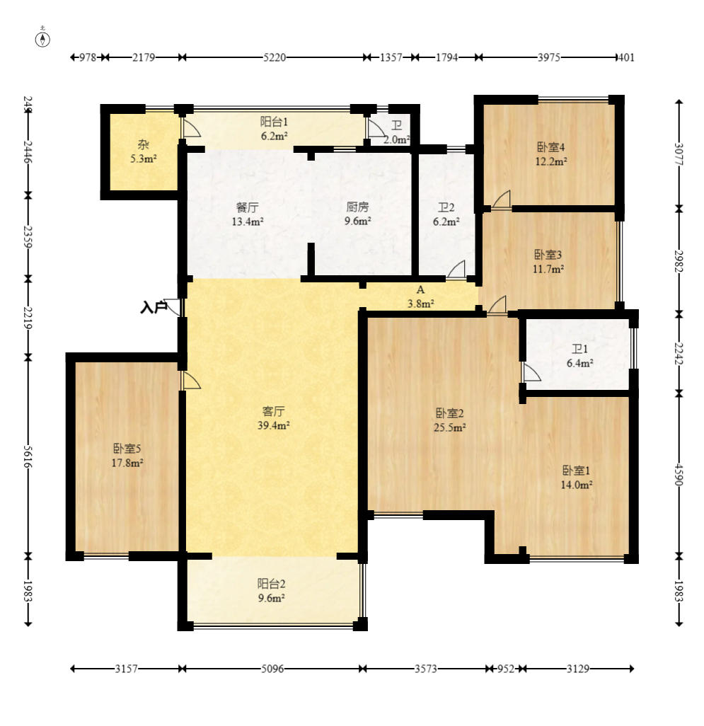 茂华国际湘  5室2厅2卫    180.0万户型图