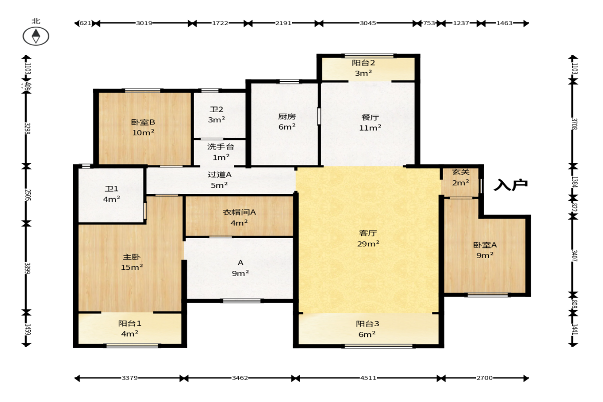 幸福考拉789  4室2厅2卫    135.0万户型图