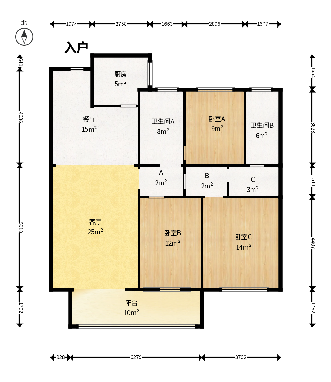 五矿万境蓝山  3室2厅2卫    103.0万户型图