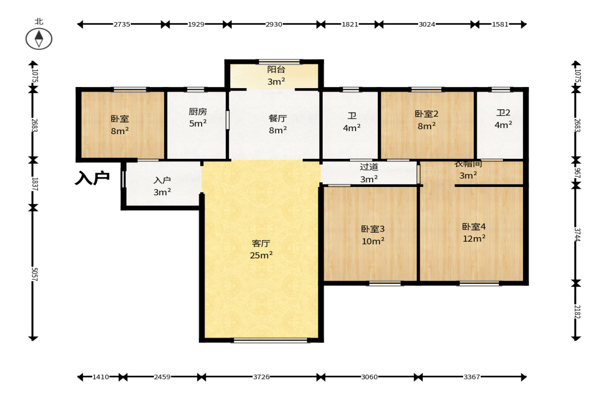 长房云尚公馆 4室2厅2卫 139.0万 长房云尚公馆 4室2厅2卫 139.0万户型图