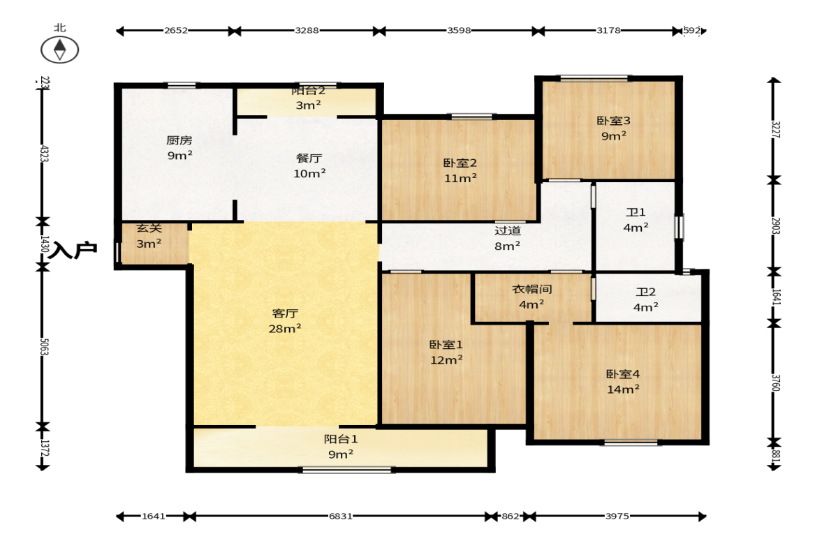 时代建发和著  4室2厅2卫    188.0万户型图