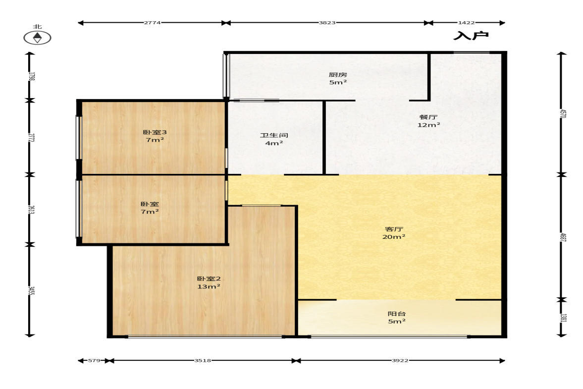 辉宏橄榄城 3室2厅1卫 48.0万 辉宏橄榄城 3室2厅1卫 48.0万户型图