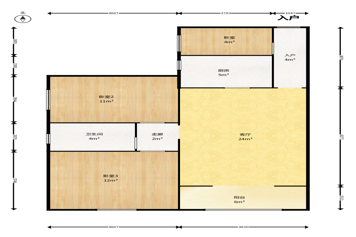 中国铁建国际城二期  3室2厅1卫    43.8万户型图