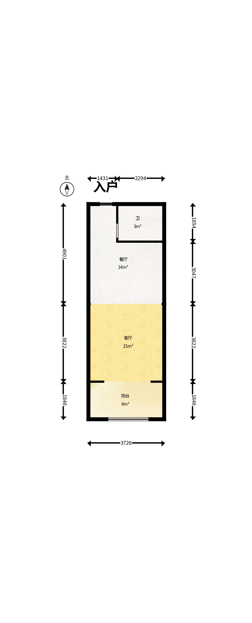 山水湾  1室1厅1卫    28.0万户型图