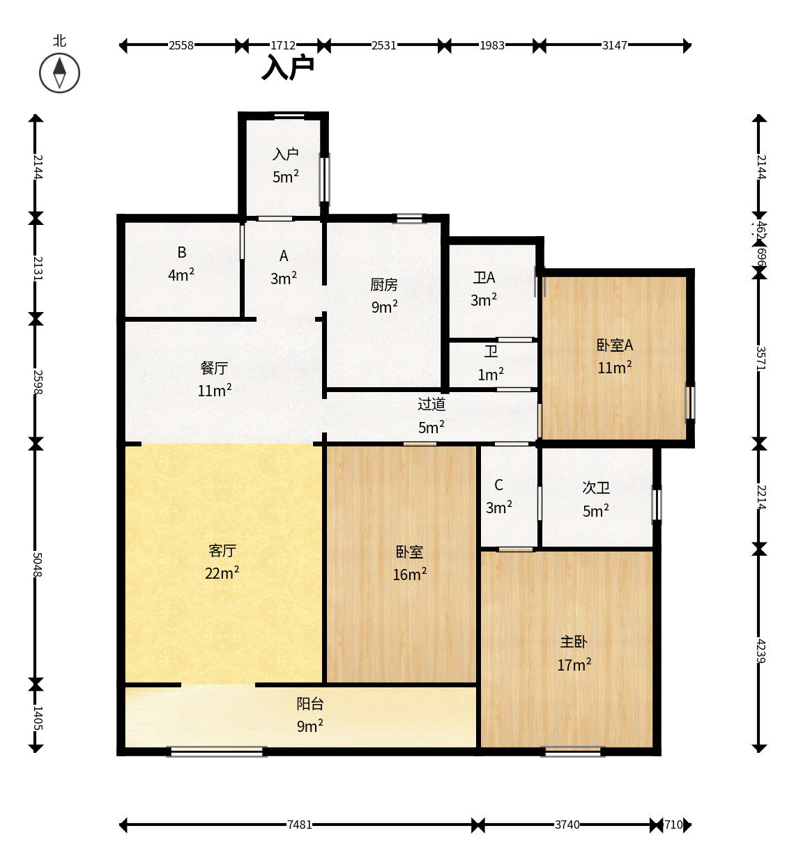 学府华庭 3室2厅2卫 120.0万 学府华庭 3室2厅2卫 120.0万户型图