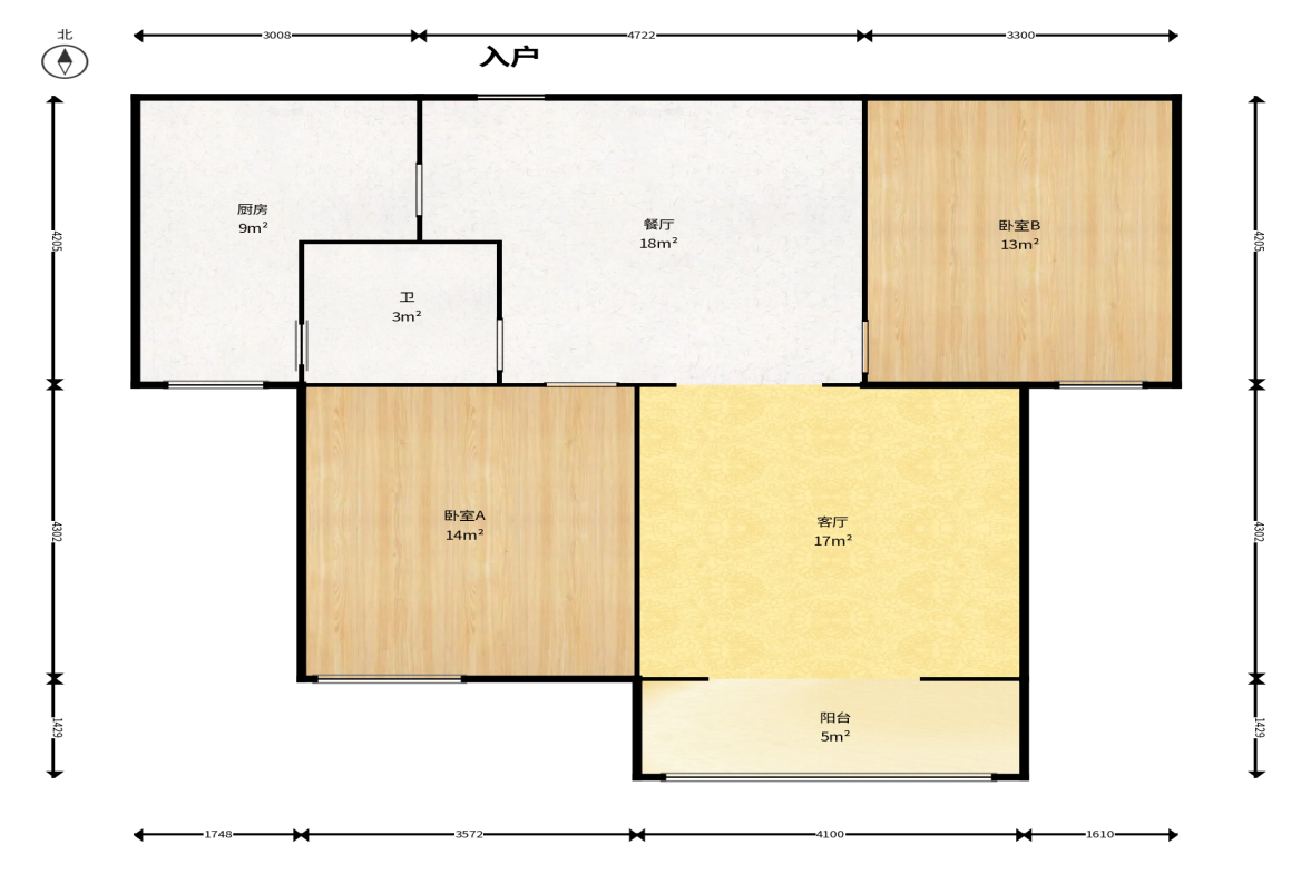 嘉逸名庭  2室2厅1卫    69.0万户型图