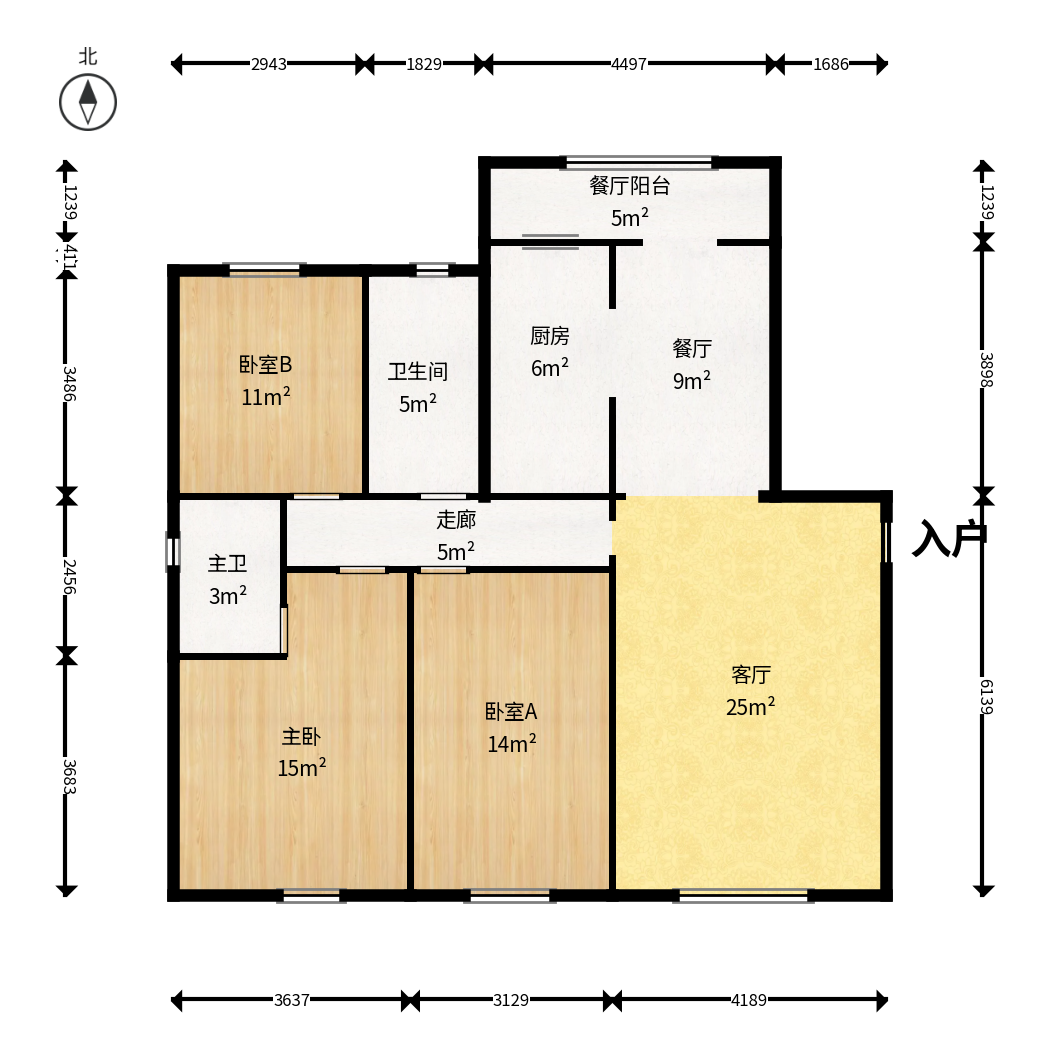 鑫远玲珑  3室2厅2卫    136.0万户型图
