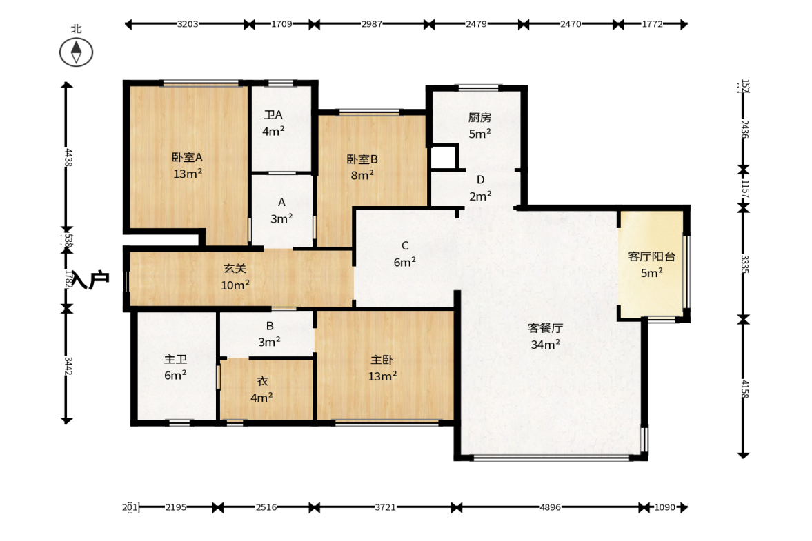 万科里金域国际  4室2厅2卫    318.0万户型图