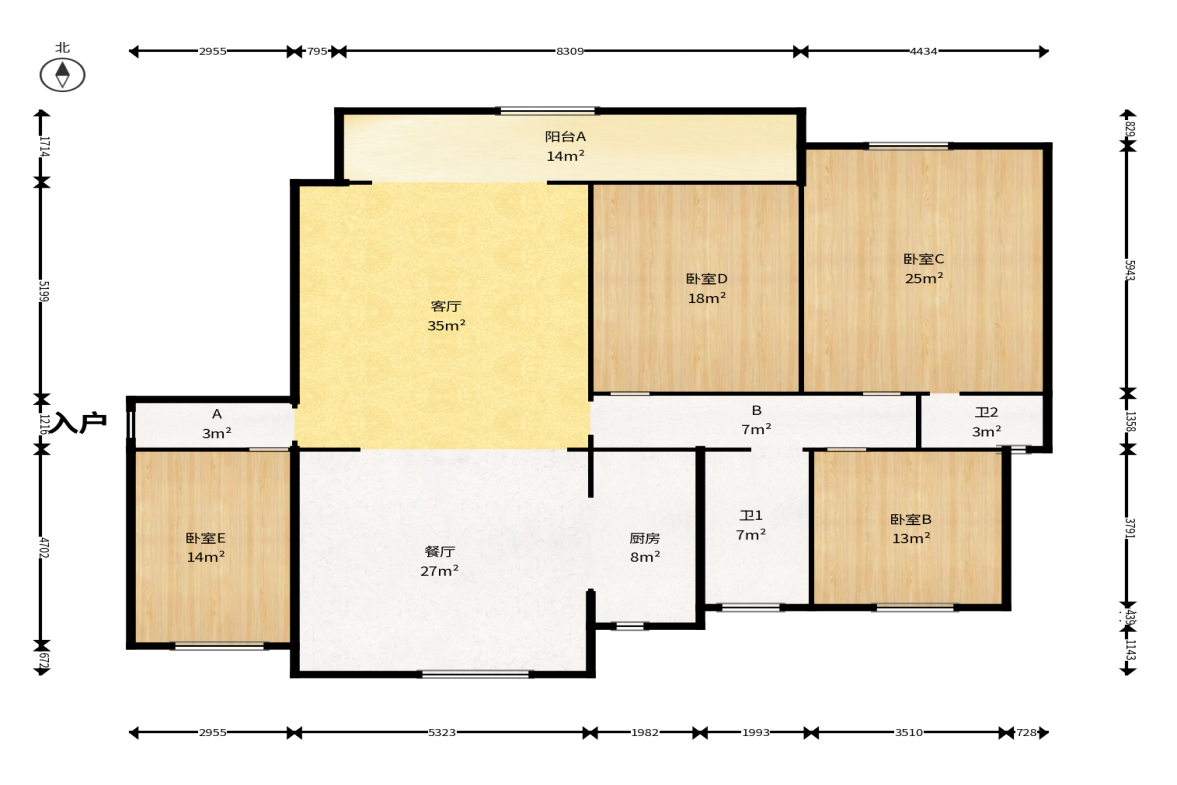 兴旺壹品  4室2厅2卫    208.0万户型图