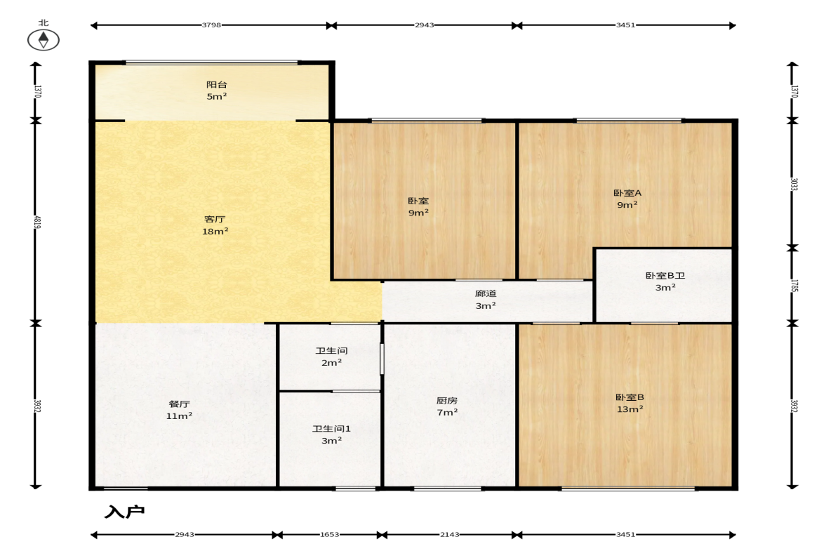 德雅苑  3室2厅2卫    81.2万户型图