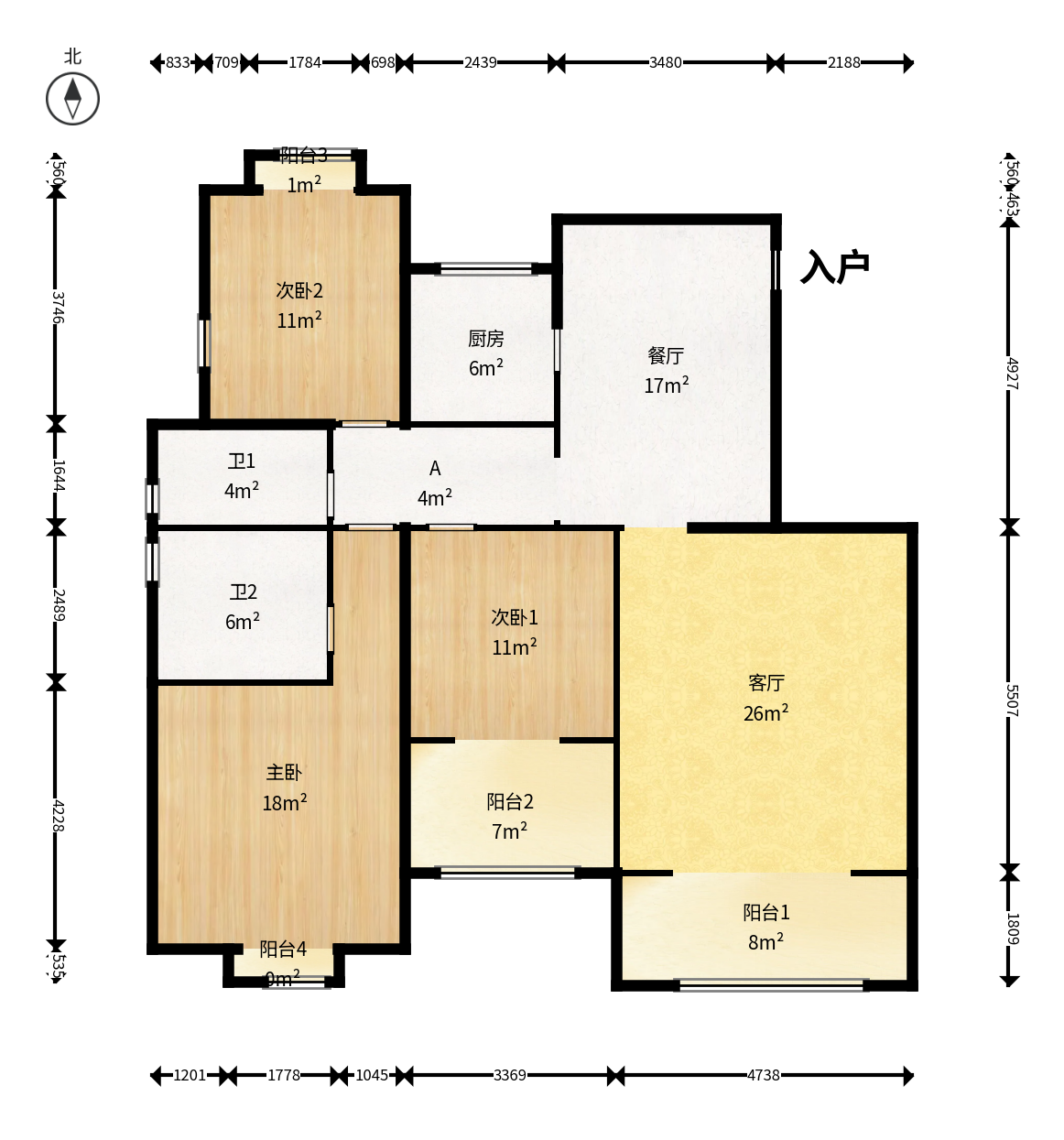 星湖湾一期洋房  5室2厅2卫    150.0万户型图