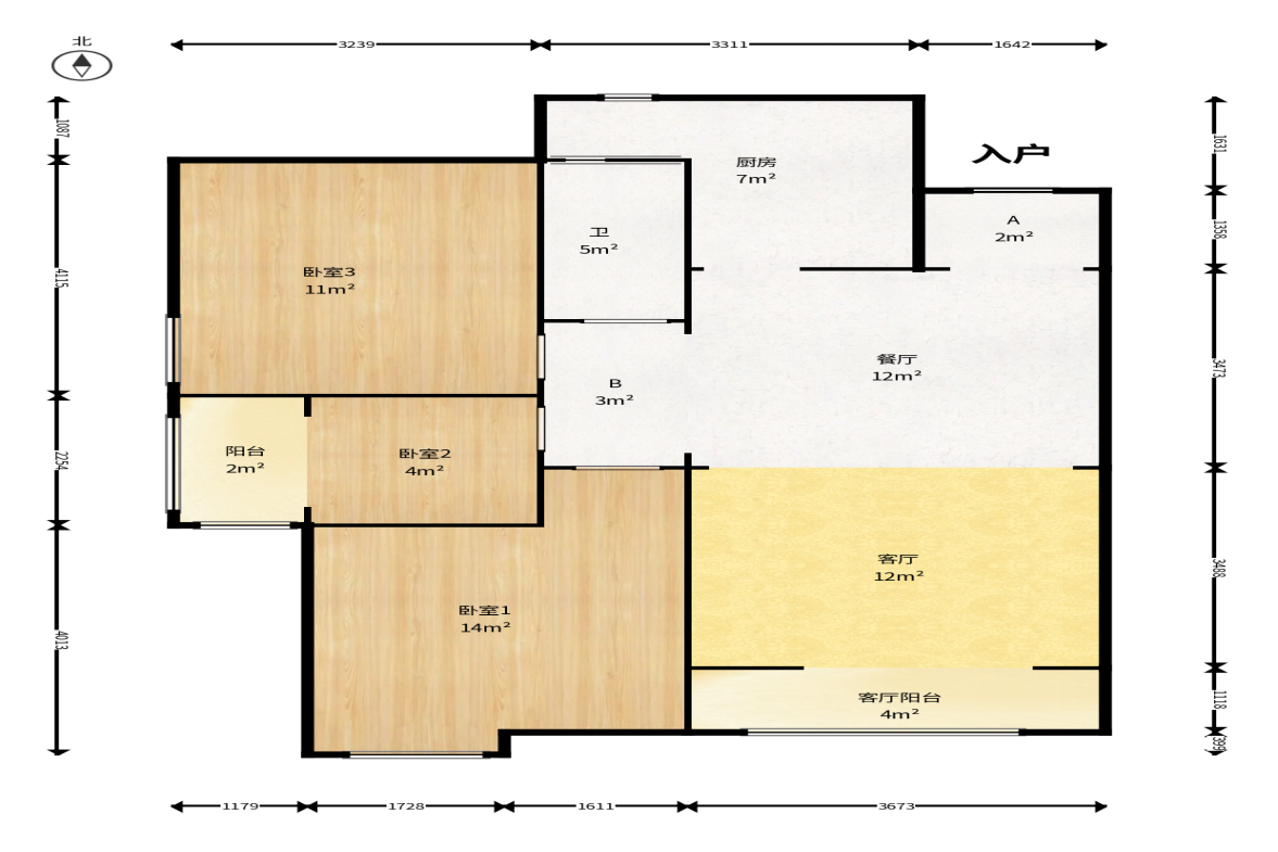 鑫远翡丽郡（鑫远翡丽雅苑）  3室2厅1卫    113.0万户型图