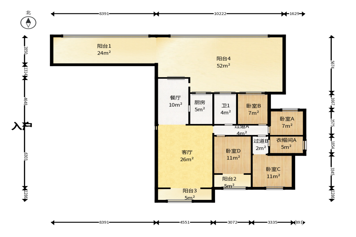 绿地海外滩一期  4室2厅2卫    110.0万户型图