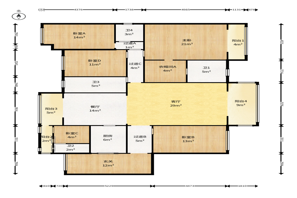 楚天逸品  5室2厅4卫    328.0万户型图