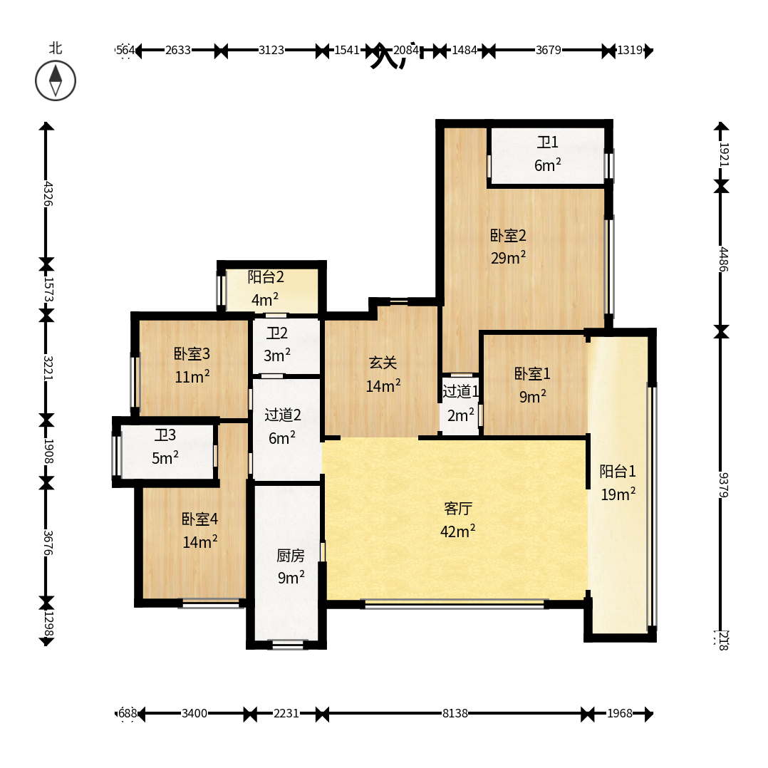 越秀湘江星汇城三期 4室2厅3卫 192.0万 越秀湘江星汇城三期 4室2厅3卫 192.0万户型图