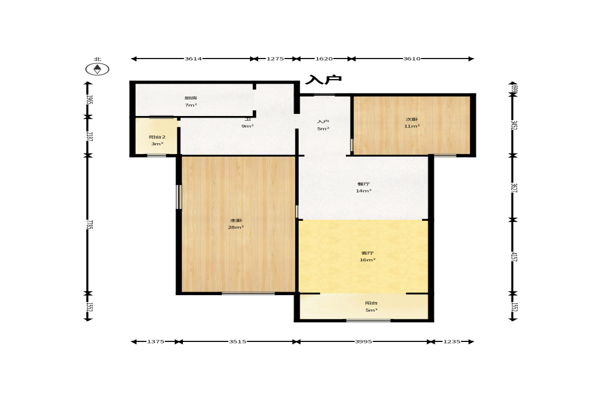 北辰三角洲E6区  3室2厅1卫    136.0万户型图